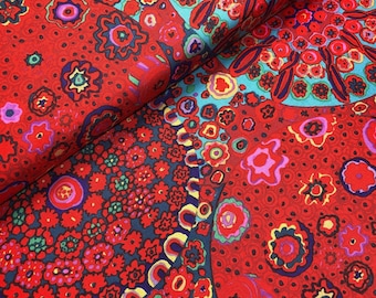 Kaffe Fassett Millefiore Red Quilting Cotton Fabric - By The Half Yard