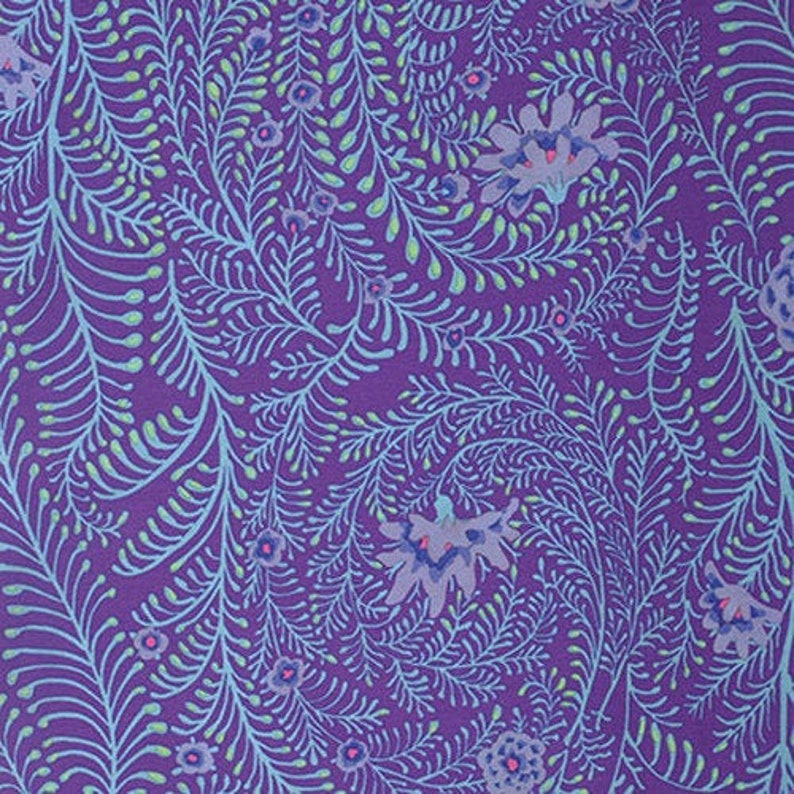 Kaffe FERNS Purple PWGP147, Kaffe Fassett Fabric, Purple Fabric, Quilt Fabric, Kaffe Floral Fabric, Cotton Fabric, Fabric By The Yard image 1