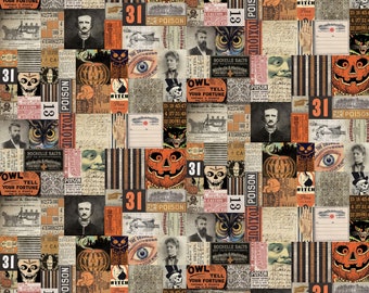 Tim Holtz, CANVAS - OCTOBER 31ST, Materialize, Eclectic Elements, Halloween Fabric, Gothic Fabric, Free Spirit Fabric, Canvas Fabric