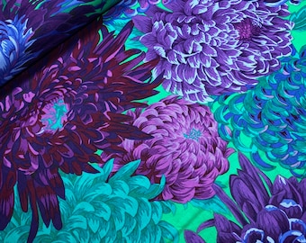 Kaffe JAPANESE CHRYSANTHEMUM Purple PWPJ041, Kaffe Fassett Fabric, Philip Jacobs, Quilt Fabric, Large Print Fabric, Fabric By The Yard