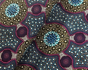 Bush Flowers Purple, Australian Fabric, Marlene Doolan, Quilt Fabric, Aboriginal Fabric, Australia, Cotton Fabric, Fabric By The Yard