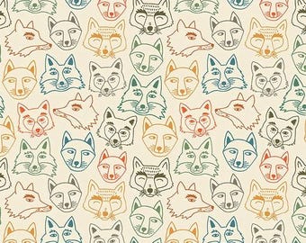Fox Fabric: Birch Woodland Cotton Quilt Fabric by the Half Yard