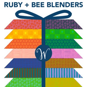Ruby Bee Bundle, Fat Quarter Bundle, Heather Ross, Cotton Quilt Fabrics, 40 Piece Blender Set, Vibrant Colors, Premium Cotton