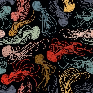 Jellyfish Jamboree, PWRH077.MULTI, Rachel Hauer, Free Spirit, Quilting, Quilting, Nautical Decor, Fabric By The Half Yard