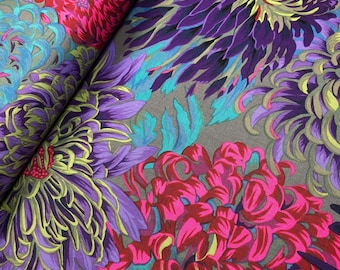 Autumn Japanese Chrysanthemum Fabric, Philip Jacobs Kaffe Fassett Floral Quilting Apparel Fabric