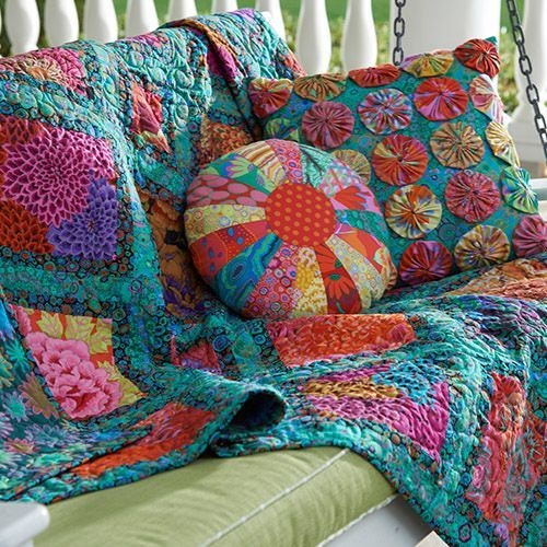 Blue Japanese Chrysanthemum - Large Floral Quilting Cotton by