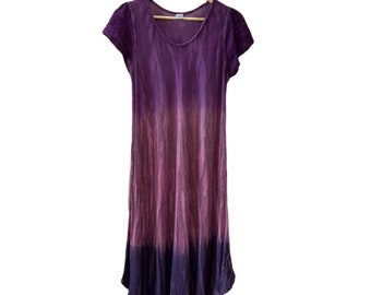 1990s Vintage Purple Tie Dye Dress, 90s hippie dress, phoebe dress