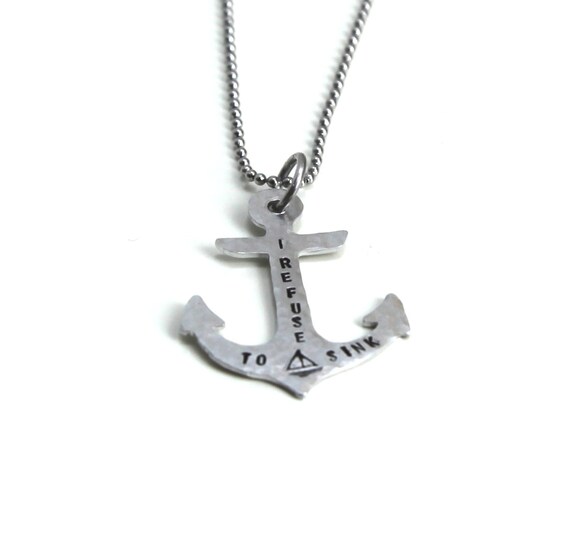 Items similar to I Refuse to Sink Anchor Necklace Hammered Anchor Necklace Anchor Pendant