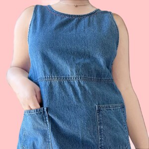 90'S Bold Stripe Heidi Denim Pinafore Dress