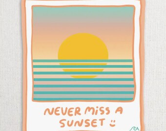 Never Miss A Sunset Sticker - Water Bottle Stickers - Waterproof Stickers - Laptop Stickers - Nature Sticker