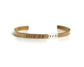 Joie De Vivre, Inspirational, Inspirational Quotes, Stamped Bracelet, French Quotes Jewelry, Stacking Bracelet, Layered Jewelry, Joy of Life