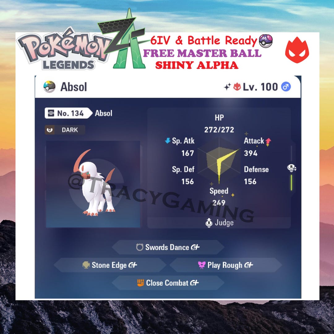 Alpha Shiny Absol 6IV Battle Ready - Pokemon Legends ZA - Etsy