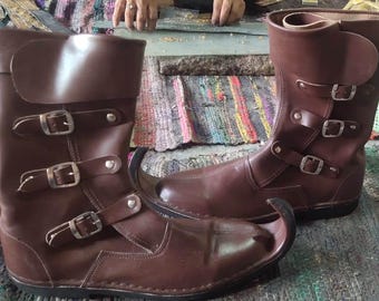Medieval Leather Viking, LARP Knight, Renaissance Costume Boots, Handmade Medieval Warrior Shoes.