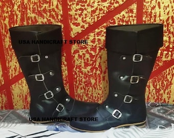 Handmade Leather Pirate Boots: Medieval Viking Renaissance Cosplay.