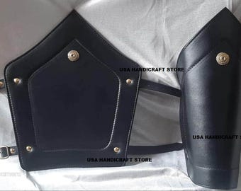 Handmade Leather Arm Guards: Knight Armor Bracers, Cosplay Gauntlets.