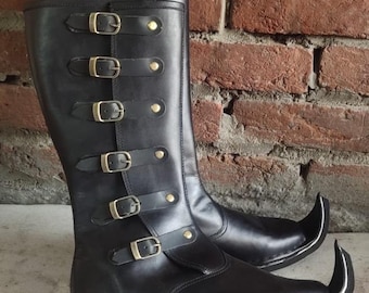 Medieval Knight Leather Boots – Viking Warrior Boots, LARP Costume Footwear, Renaissance Fair Shoes.