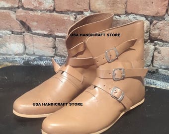Handcrafted Leather Ankle Boots: Medieval Viking Renaissance Costume.