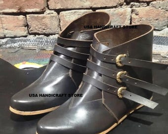 Botines de cuero hechos a mano: Calzado para disfraces medievales, vikingos y romanos de LARP.