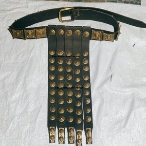 Roman Leather Gladiator Belt | Legionary LARP Belt with Brass Accents | Cosplay Costume Armor for Renaissance or Viking Fair.