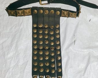 Roman Gladiator Leather Belt: Brass Accent LARP Cosplay Armor.