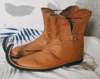 Handmade Viking Boots, Medieval Ankle Shoes, Renaissance Costume Footwear.