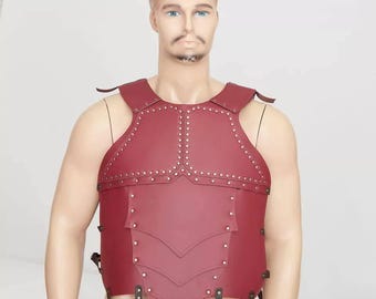 Medieval Studded Leather Armor – Fantasy Chest Plate, Renaissance Fair Costume, Adjustable Straps.
