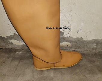 Botas de cuero hechas a mano / Botas medievales hasta la rodilla / Zapatos para disfraces de LARP / Calzado para recreaciones históricas.