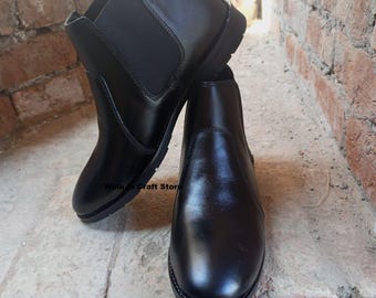 Slip On Chelsea Boots Men, Handcrafted Leather Shoes, Elegant Minimalist Design.