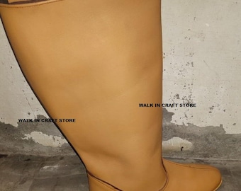 Medieval Tall Leather Boots | Handcrafted Historical Costume Footwear | LARP & Reenactment Boots.