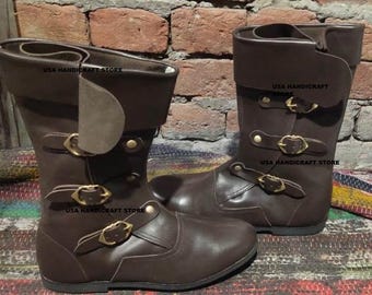 Artisan Leather Buckled Boots | Vintage Inspired Medieval Footwear | Reenactment Cosplay Handmade Boots.