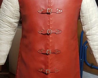 Genuine Leather Medieval Cuirass Tunic with Adjustable Front Buckles | Knight, Viking & LARP Costume Armor.