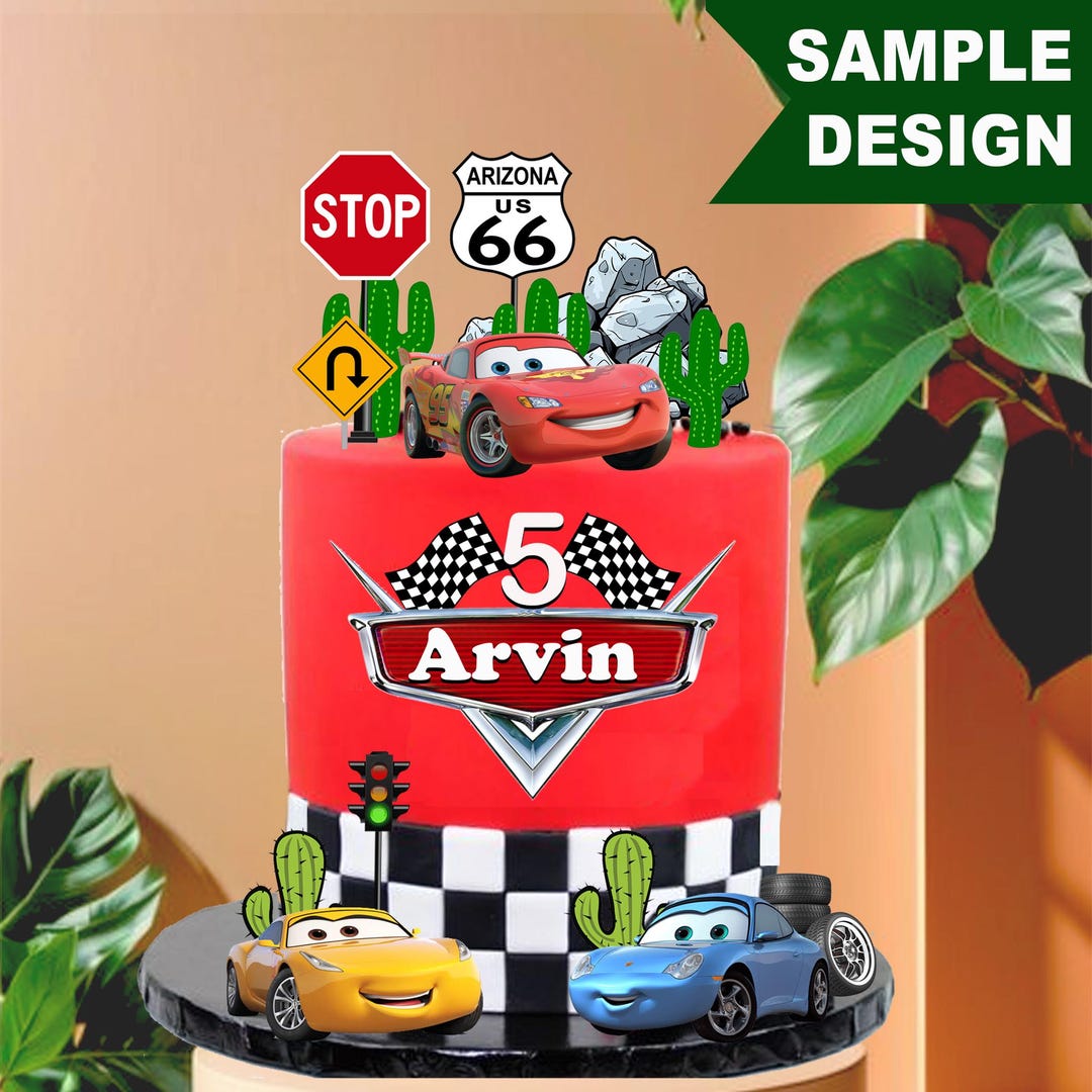 Personalized Racing Theme Cake Topper | Editable Canva Template | Fast ...