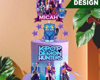 K-Pop Dark Idol Cake Topper | Editable Template | Personalized Birthday Party Decor | Instant Download