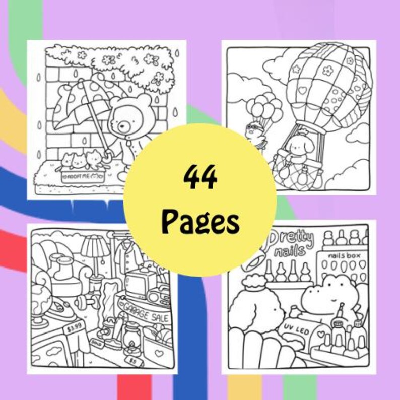 Printable Coloring Book for Kids & Adults Cozy Animal Friends