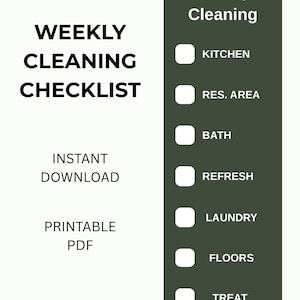 Weekly Cleaning Checklist | Printable Cleaning Schedule | Digital Planner Insert | Housekeeping Organizer PDF