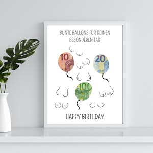 Tarjeta de cumpleaños divertida con pechos | Regalo divertido en efectivo para tu esposo o novio | Tarjeta digital en PDF para imprimir | Idea divertida de último minuto