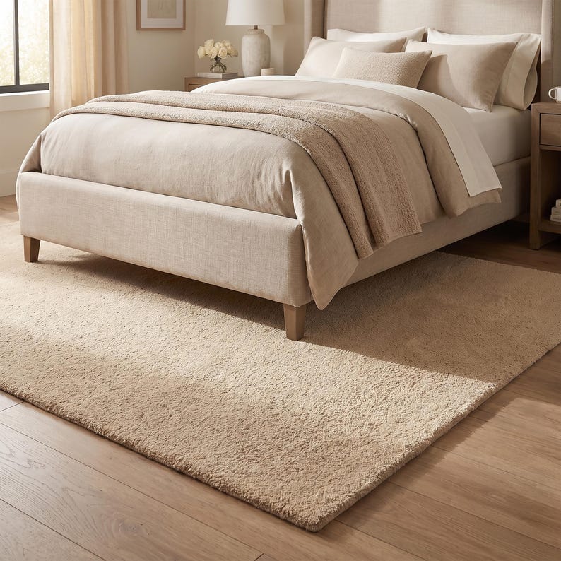 Light Neutral Rug Biscuit Beige Wool Rug, Hand Tufted Solid Neutral Minimalist Area Rug ...