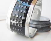 X's and O's Industrial Tin Cuff- Lovers Bracelet-Textured Tin-10th Anniversary