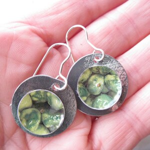 Tin Earrings, Wasabi Pea Can, Green Tin Earrings, Lightweight image 3