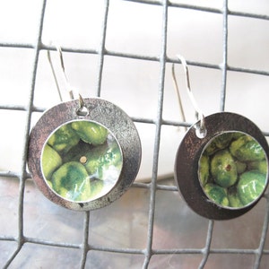 Tin Earrings, Wasabi Pea Can, Green Tin Earrings, Lightweight image 1