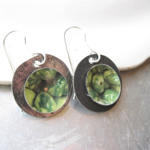 Tin Earrings, Wasabi Pea Can, Green Tin Earrings, Lightweight image 2