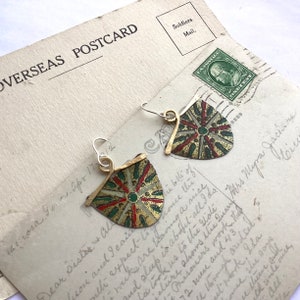 Vintage Tin and Brass Wire Earrings, Sterling Ear Wires, 10th Anniversary