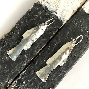 Fish Tin Earrings, Sterling Ear Wires, 10th Anniversary
