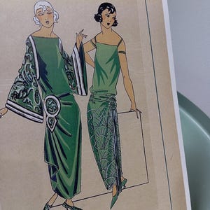 Stampa di moda vintage Très Parisien, 1923 / Abiti color smeraldo di Alice Bernard / Illustrazione Art Déco francese / Arte della parete di Parigi