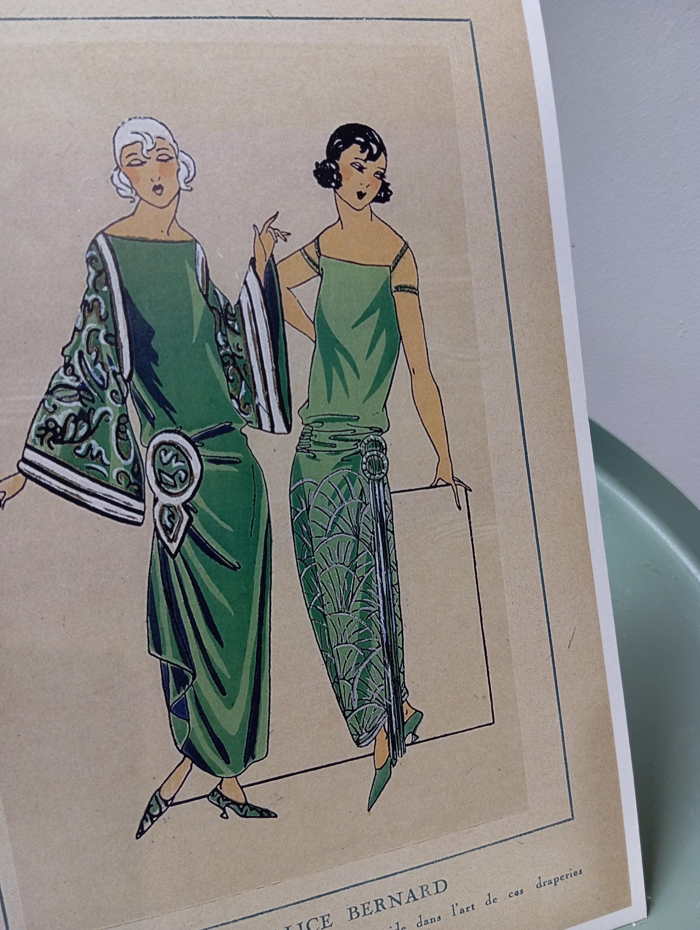 Très Parisien Vintage Fashion Print, 1923 | Alice Bernard Emerald Dresses | French Art Deco Illustration | Paris Wall Art