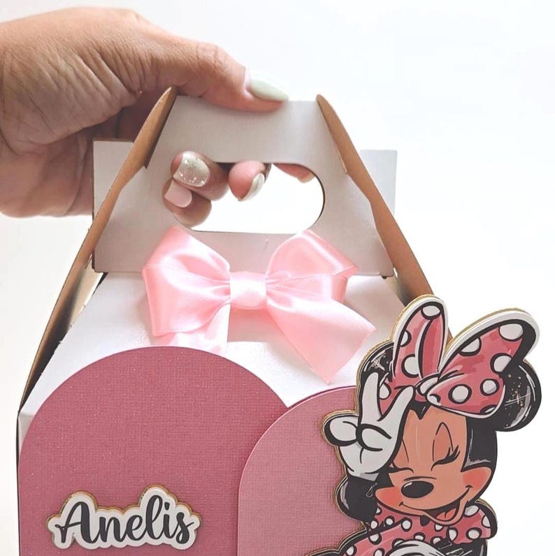 Minnie Mouse Goodie Boxes, Minnie Gable Box, Minnie Party Decorations, Minnie Mouse Favor Box, Minnie Theme Kids Party Favors. image 8