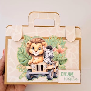 Safari Coloring Suitcase, Kids Birthday Party Activity, Personalized Favor Bag image 1
