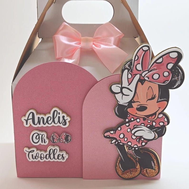 Minnie Mouse Goodie Boxes, Minnie Gable Box, Minnie Party Decorations, Minnie Mouse Favor Box, Minnie Theme Kids Party Favors. image 9