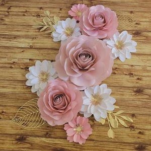 Pink Flowers Wall Decor for Nursery, Paper Flower Nursery Wall Decor, Paper Flower Roses, Baby Girl Nursery Flowers, Nursery Paper Flowers.