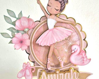 Ballerina Cake Topper, Ballet Cake Topper, Pink Ballerina Cake Topper, Ballerina Birthday Cake Topper, Personalized Ballerina Cake Topper.